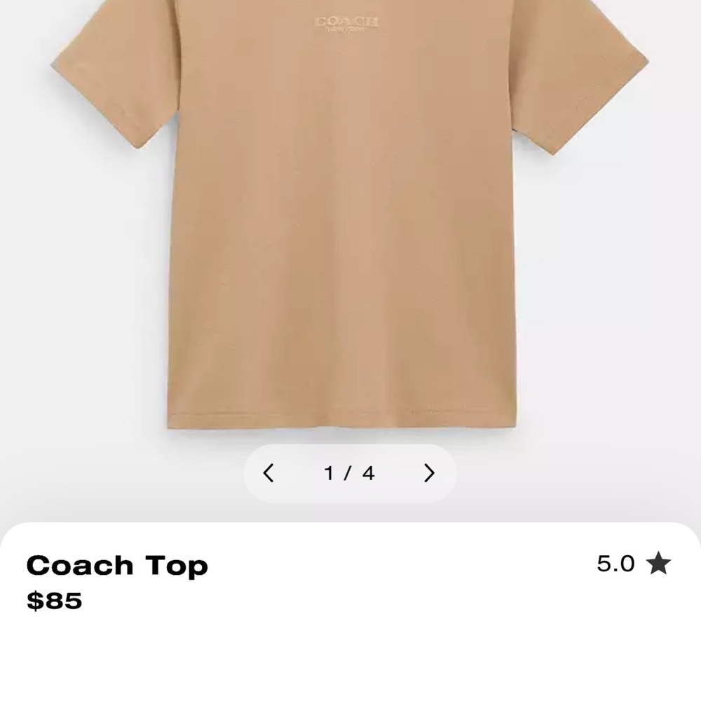 Coach Beige Organic Cotton Tee new with tags